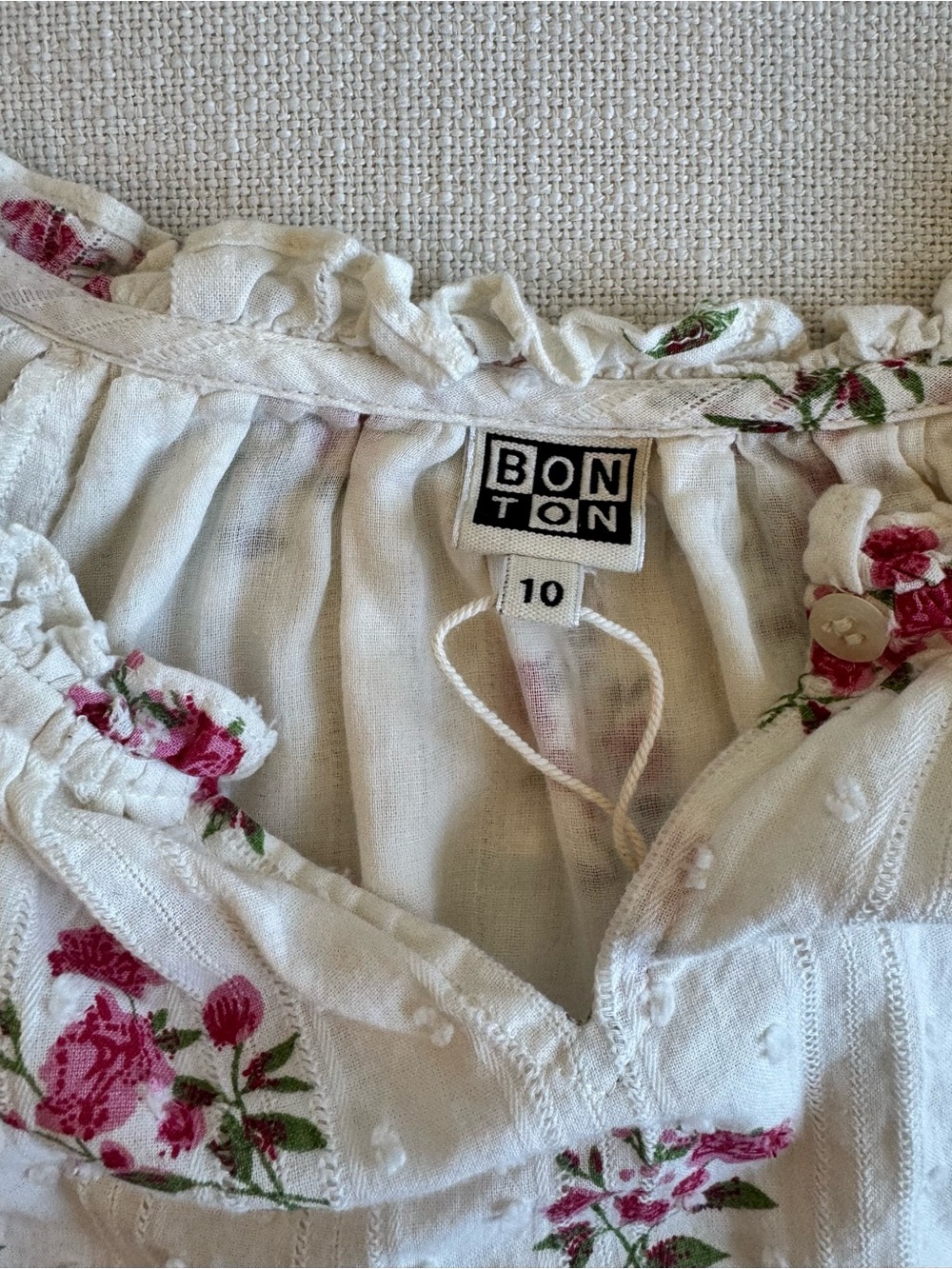Bonton White Dress with Pink Floral Print - Picture 3 of 5